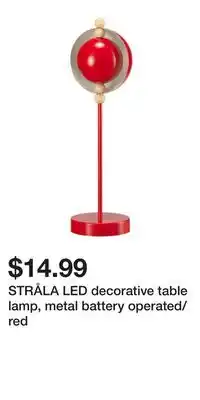 IKEA STRÅLA LED decorative table lamp, metal battery operated/red offer
