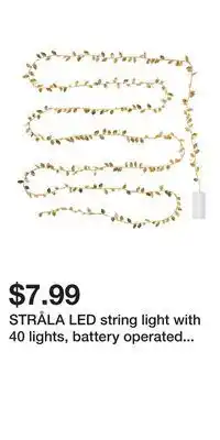 IKEA STRÅLA LED string light with 40 lights, battery operated leaf/gold-colour offer