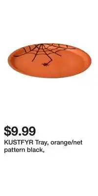 IKEA KUSTFYR Tray, orange/net pattern black offer