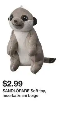 IKEA SANDLÖPARE Soft toy, meerkat/mini beige offer