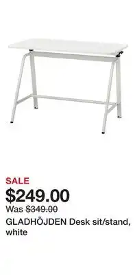 IKEA GLADHÖJDEN Desk sit/stand, white offer
