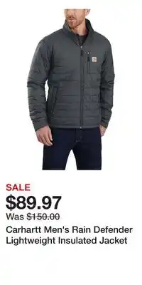 Sport Chek Carhartt Men's Rain Defender Lightweight Insulated Jacket offer