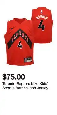 Sport Chek Toronto Raptors Nike Kids' Scottie Barnes Icon Jersey offer
