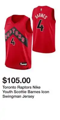 Sport Chek Toronto Raptors Nike Youth Scottie Barnes Icon Swingman Jersey offer