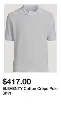 Holt Renfrew ELEVENTY Cotton Crêpe Polo Shirt offer