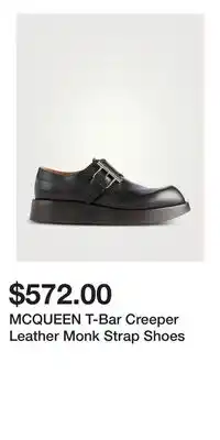 Holt Renfrew MCQUEEN T-Bar Creeper Leather Monk Strap Shoes offer