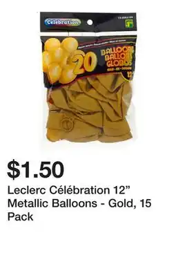 Dollarama Leclerc Célébration 12 Metallic Balloons - Gold, 15 Pack offer