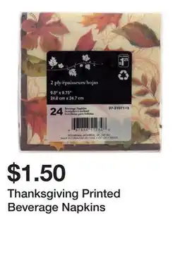 Dollarama Thanksgiving Printed Beverage Napkins offer