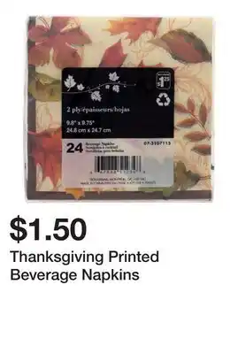Dollarama Thanksgiving Printed Beverage Napkins offer