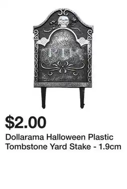 Dollarama Dollarama Halloween Plastic Tombstone Yard Stake - 1.9cm offer
