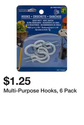 Dollarama Multi-Purpose Hooks, 6 Pack offer