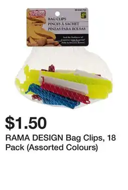 Dollarama RAMA DESIGN Bag Clips, 18 Pack (Assorted Colours) offer