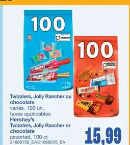 Wholesale Club Twizzlers, Jolly Rancher ou chocolats, 100 un offer