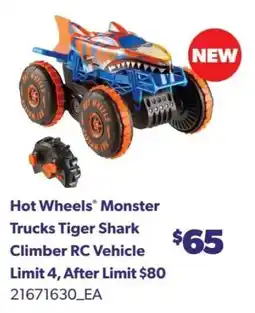 Real Canadian Superstore Hot Wheels Monster Trucks Tiger Shark Climber RC Vehicle offer