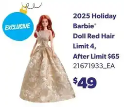 Real Canadian Superstore 2025 Holiday Barbie Doll Red Hair offer