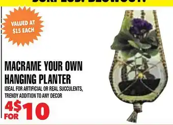 Len's Mill Stores MACRAME YOUR OWN HANGING PLANTER offer
