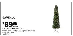 Michaels 7 ft. Pre-Lit Pencil Tree offer