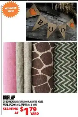 Len's Mill Stores BURLAP offer
