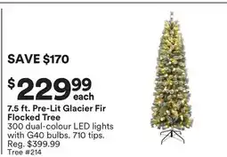 Michaels 7.5 ft. Pre-Lit Glacier Fir Flocked Tree offer