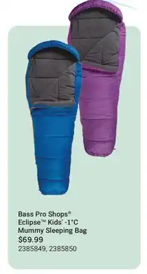 Cabela's Bass Pro Shops Eclipse Kids' -1°C Mummy Sleeping Bag offer