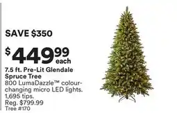 Michaels 7.5 ft. Pre-Lit Glendale Spruce Tree offer