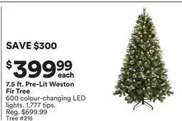 Michaels 7.5 ft. Pre-Lit Weston Fir Tree offer