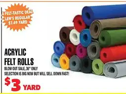 Len's Mill Stores ACRYLIC FELT ROLLS offer