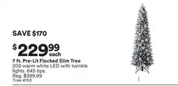 Michaels 7 ft. Pre-Lit Flocked Slim Tree offer