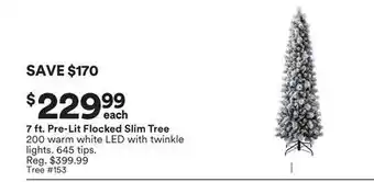 Michaels 7 ft. Pre-Lit Flocked Slim Tree offer