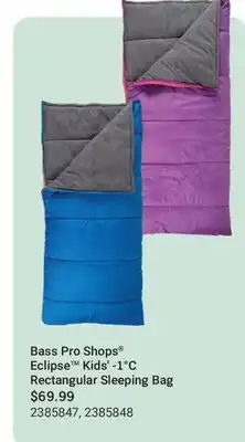 Cabela's Bass Pro Shops Eclipse Kids' -1°C Rectangular Sleeping Bag offer