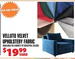 Len's Mill Stores VELLUTO VELVET UPHOLSTERY FABRIC offer