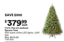 Michaels 7.5 ft. Pre-Lit Jackson Spruce Tree offer