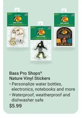Cabela's Bass Pro Shops Nature Vinyl Stickers offer