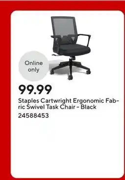 Staples Staples Cartwright Ergonomic Fabric Swivel Task Chair - Black offer