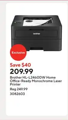 Staples Brother HL-L2460DW Home Office-Ready Monochrome Laser Printer offer