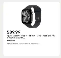 Staples Apple Watch Series 11 - 46 mm - GPS - Jet Black Aluminium Case with Black Sport Band - M/L offer