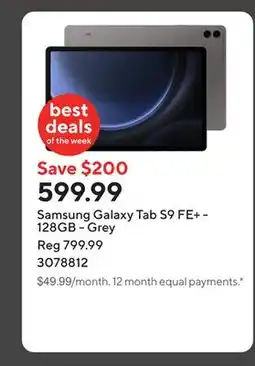 Staples Samsung Galaxy Tab S9 FE+ - 128GB - Grey offer