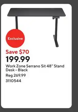 Staples Work Zone Serrano Sit 48 Stand Desk - Black offer