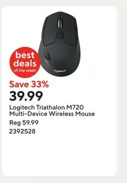 Staples Logitech Triathalon M720 Multi-Device Wireless Mouse offer