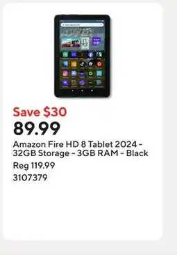 Staples Amazon Fire HD 8 Tablet 2024 - 32GB Storage - 3GB RAM - Black offer