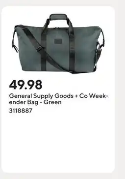 Staples General Supply Goods + Co Weekender Bag - Green offer