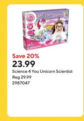 Staples Science 4 You Unicorn Scientist offer