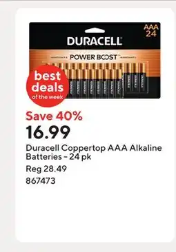 Staples Duracell Coppertop AAA Alkaline Batteries - 24 pk offer