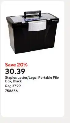 Staples Staples Letter/Legal Portable File Box, Black offer