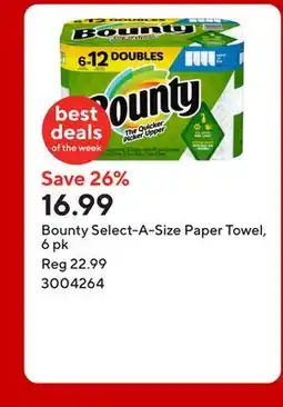 Staples Bounty Select-A-Size Paper Towel, 6 pk offer