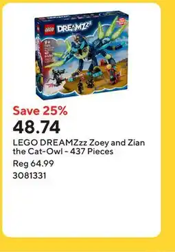 Staples LEGO DREAMZzz Zoey and Zian the Cat-Owl - 437 Pieces offer