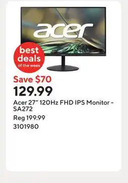 Staples Acer 27 120Hz FHD IPS Monitor - SA272 offer