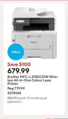 Staples Brother MFC-L3780CDW Wireless All-in-One Colour Laser Printer offer