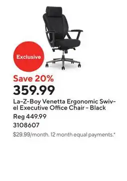 Staples La-Z-Boy Venetta Ergonomic Swivel Executive Office Chair - Black offer