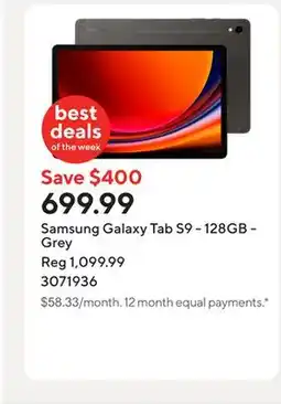Staples Samsung Galaxy Tab S9 - 128GB - Grey offer